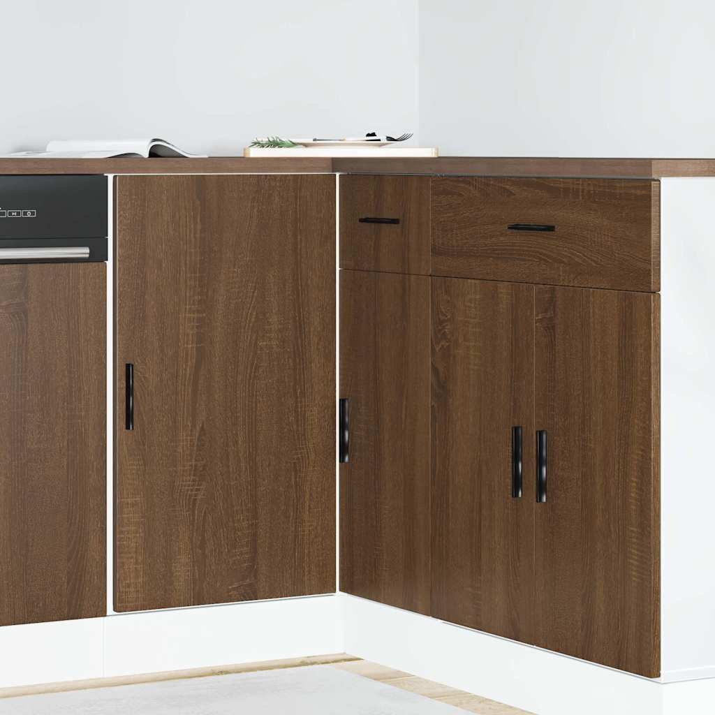 Sink Base Cabinet Lyon Brown Oak Engineered Wood - Merkel Designers