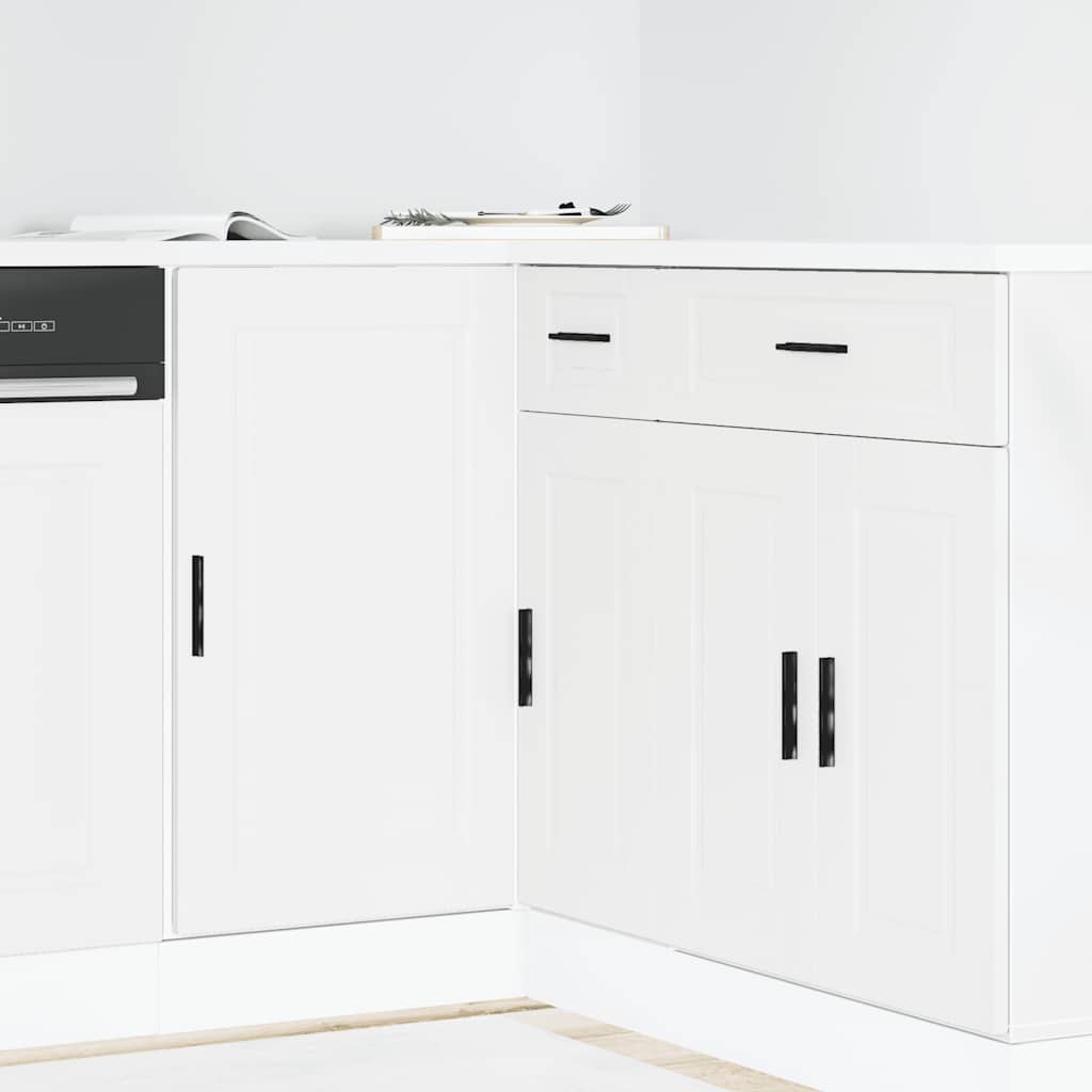 Kitchen Base Cabinet Porto White Engineered Wood - Brittle & Co