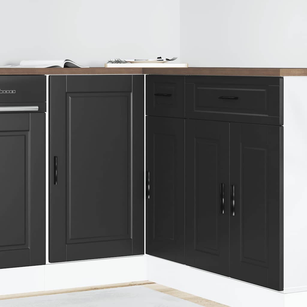 Kitchen Base Cabinet Porto Black Engineered Wood - Merkel Designers