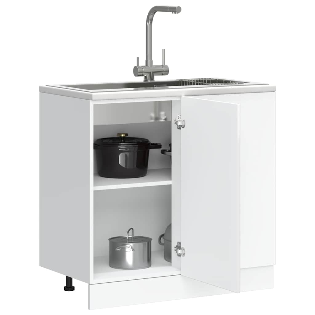 Kitchen Base Cabinet Porto High Gloss White Engineered Wood - Charlotte Dunes