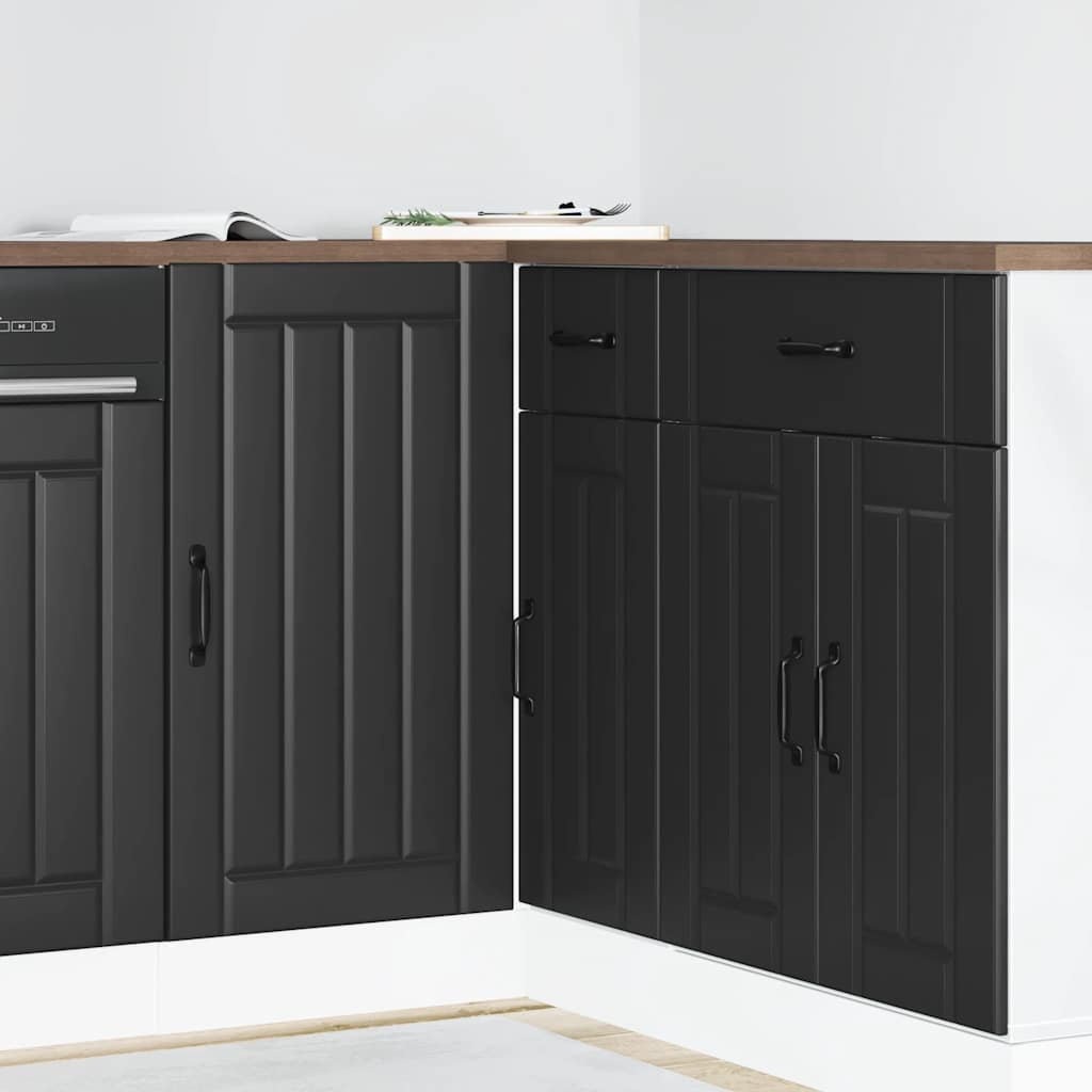 Kitchen Base Cabinet Lucca Black Engineered Wood - Merkel Designers