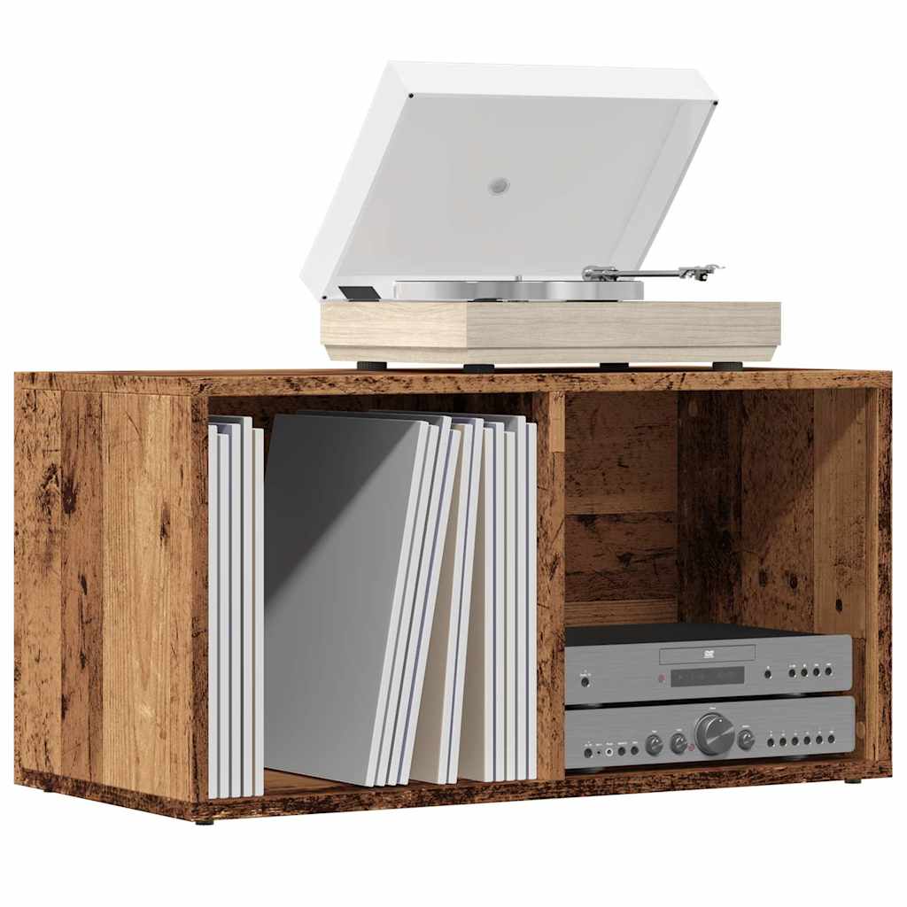 LP Storage Box Old Wood 69.5x34x36 cm Engineered Wood - All Things Good
