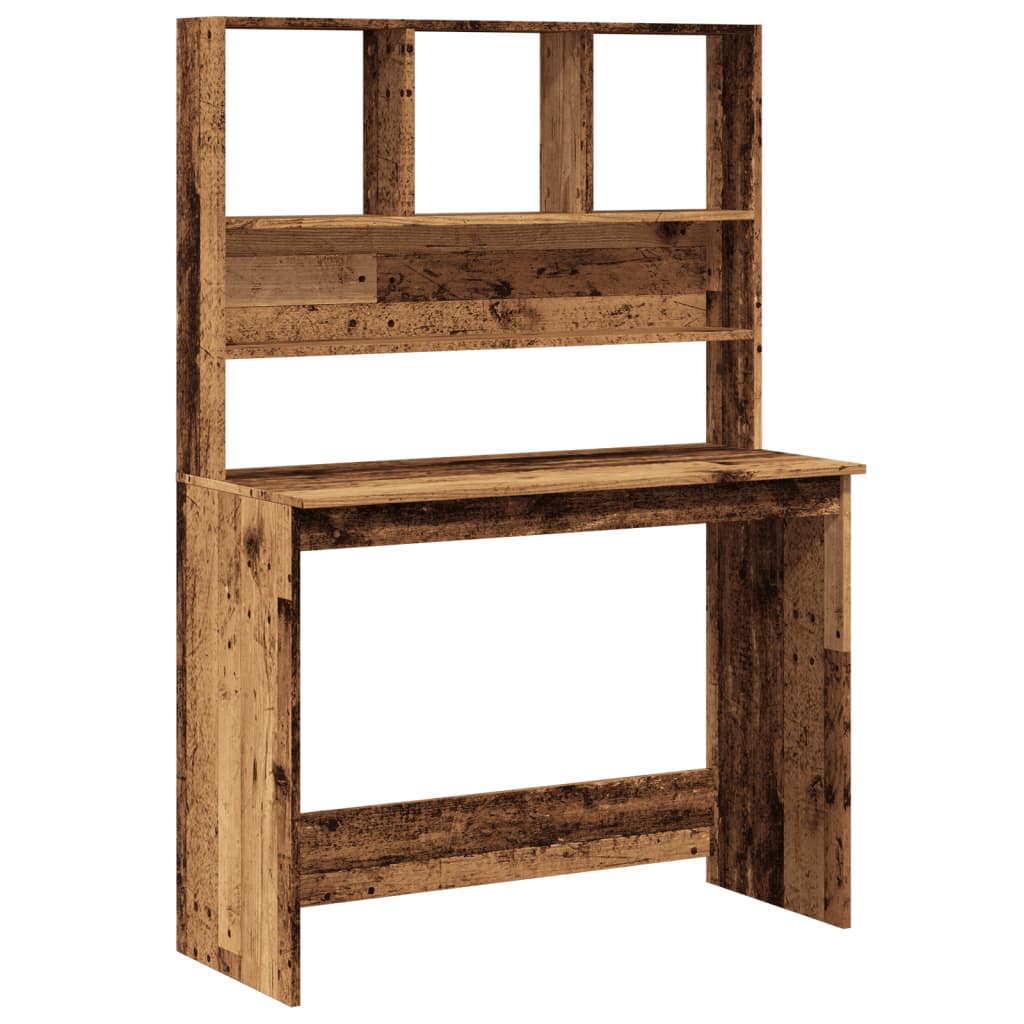 Desk with Shelves Old Wood 102x45x148 cm Engineered Wood - R and M Furniture