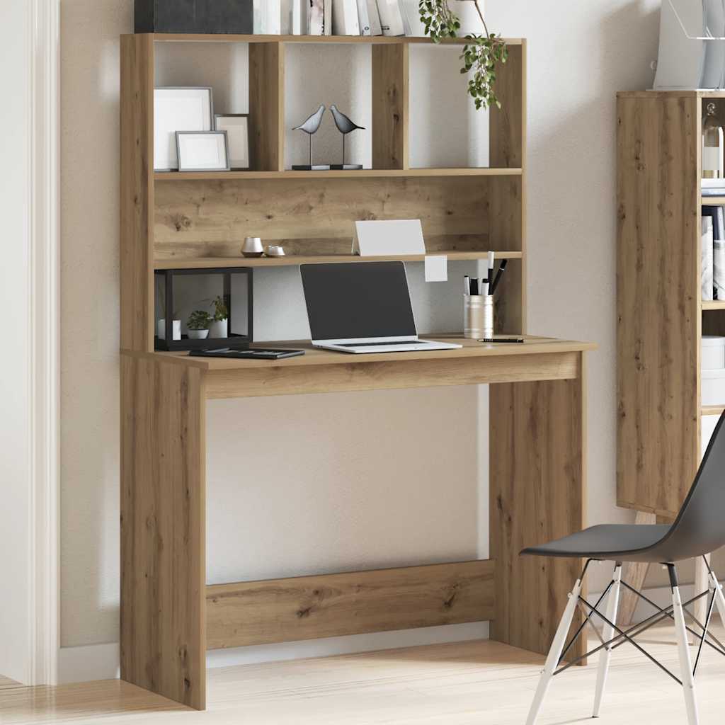 Desk with Shelves Artisan Oak 102x45x148 cm Engineered Wood - Style and Chic