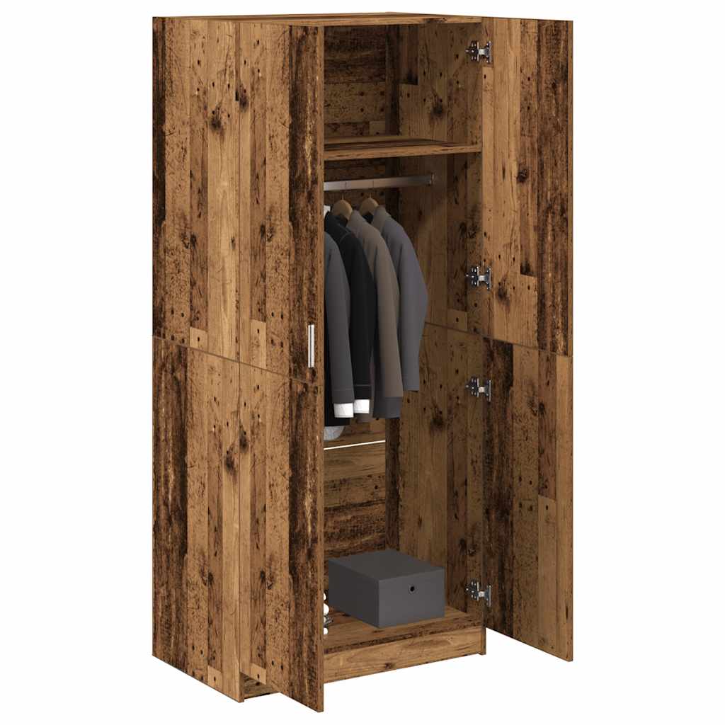 Wardrobe Old Wood 80x52x180 cm Engineered Wood - Unbeatable Bargains