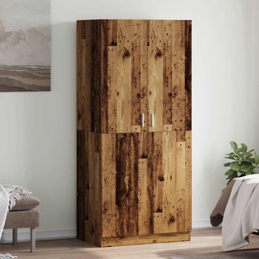 Wardrobe Old Wood 90x52x200 cm Engineered Wood - Unbeatable Bargains