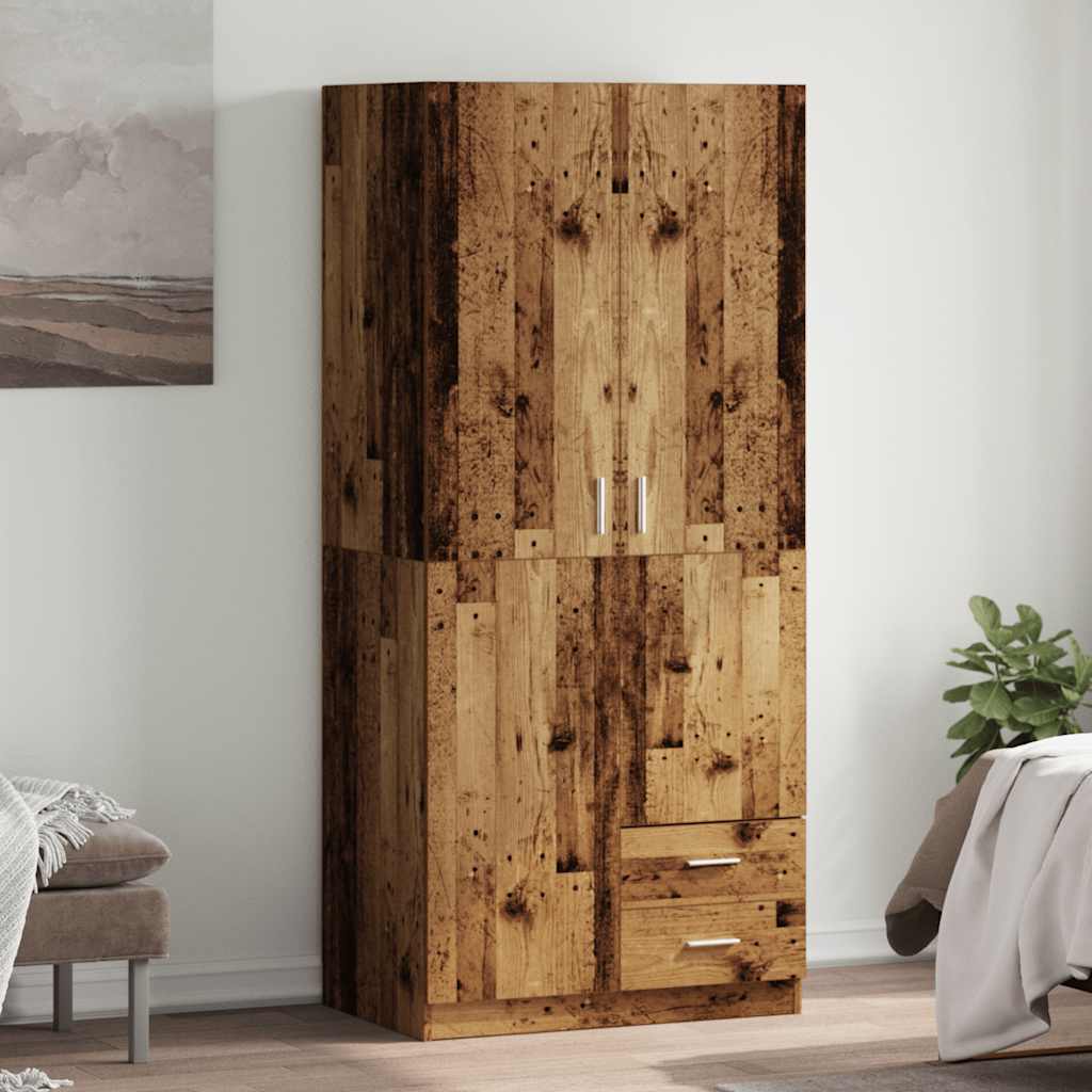 Wardrobe Old Wood 80x52x180 cm Engineered Wood - Decor Base