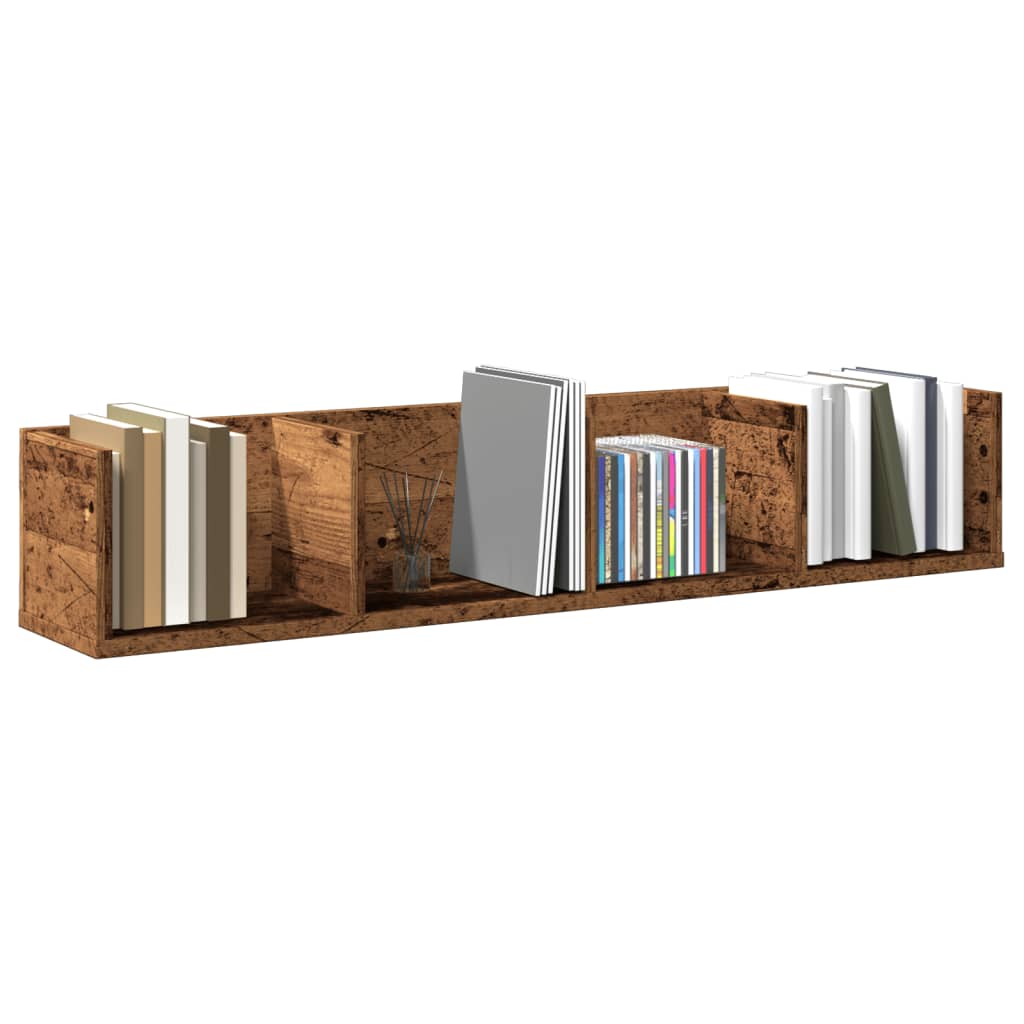 CD Wall Shelf Old Wood 100x18x18 cm Engineered Wood - Decor Base