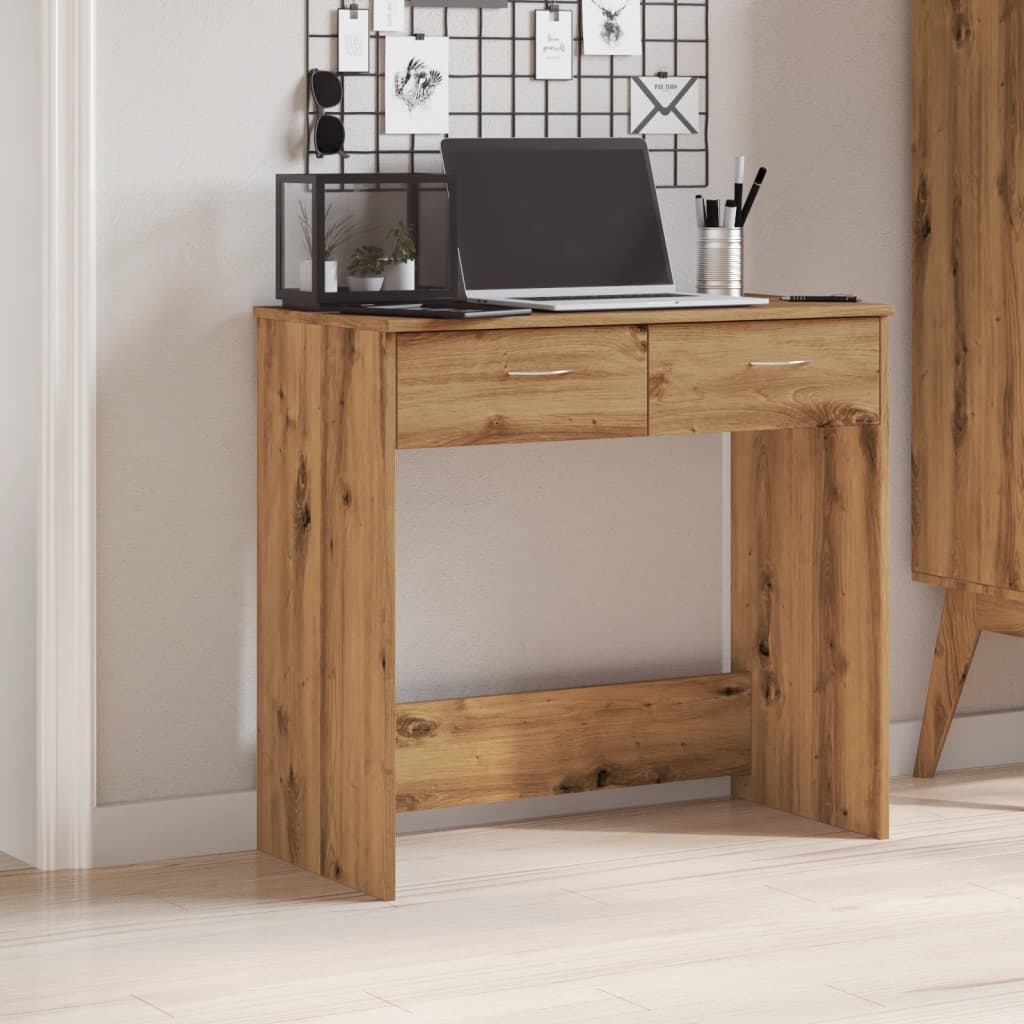Desk Artisian Oak 80x40x75 cm Engineered Wood - Decor Base