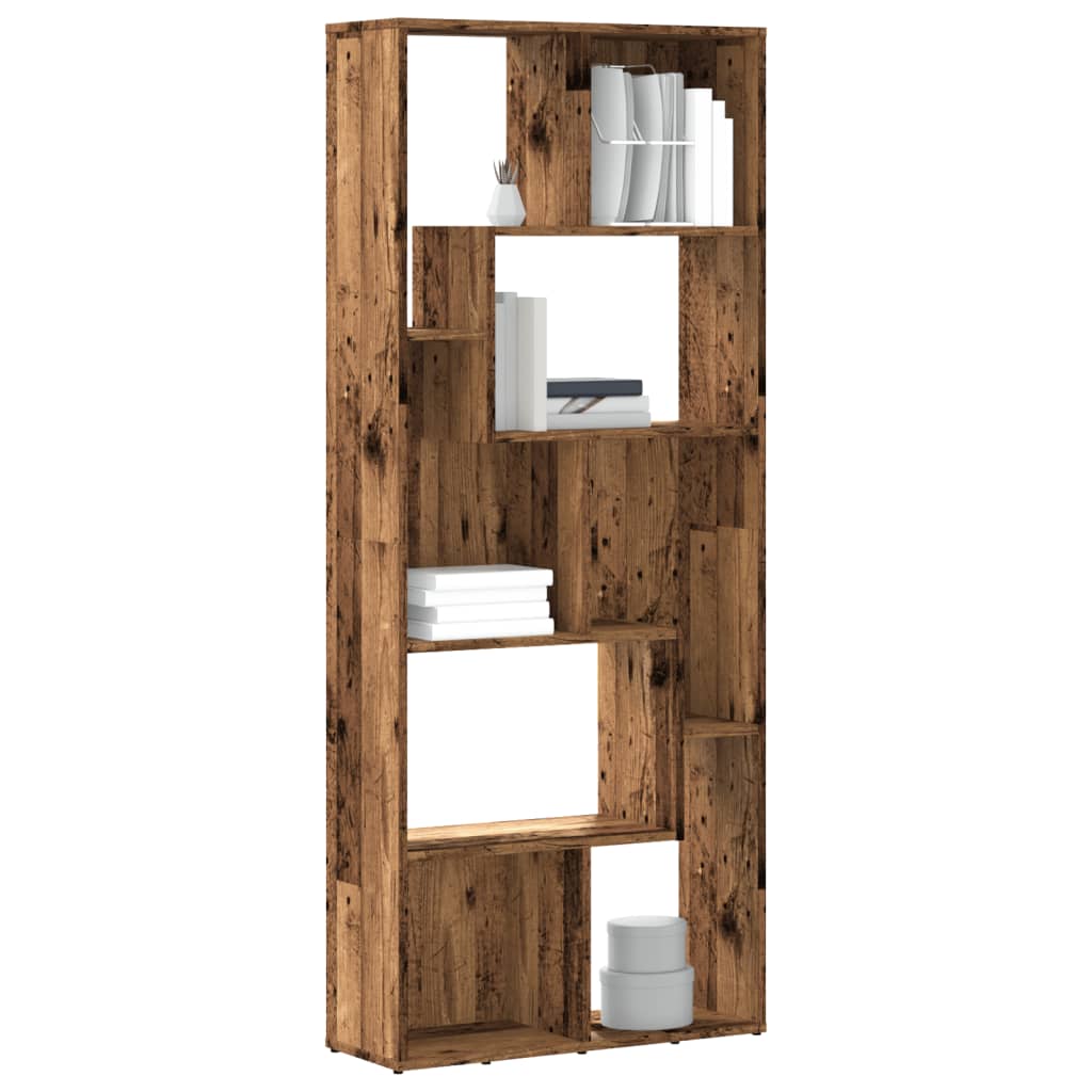 Bookcase Old Wood 67x24x161 cm Engineered Wood - Charlotte Dunes