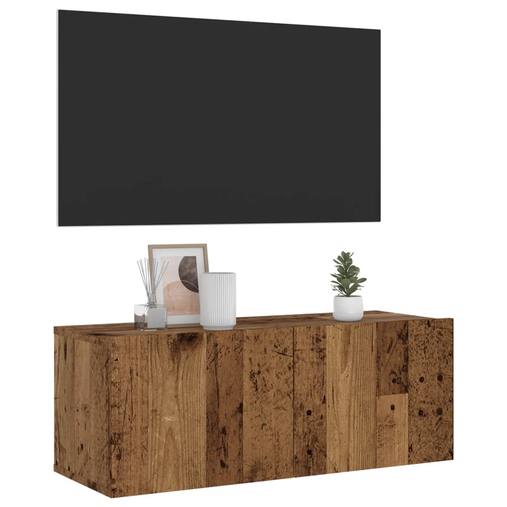 Wall Mounted TV Cabinet Old Wood 80x30x30 cm Engineered Wood - Casper Homes