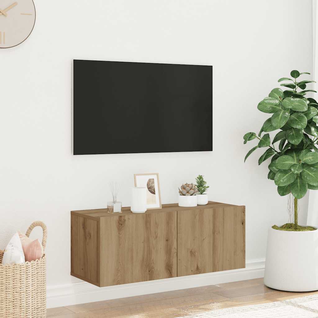 Wall Mounted TV Cabinet Artisan Oak 80x30x30 cm Engineered Wood - Style and Chic