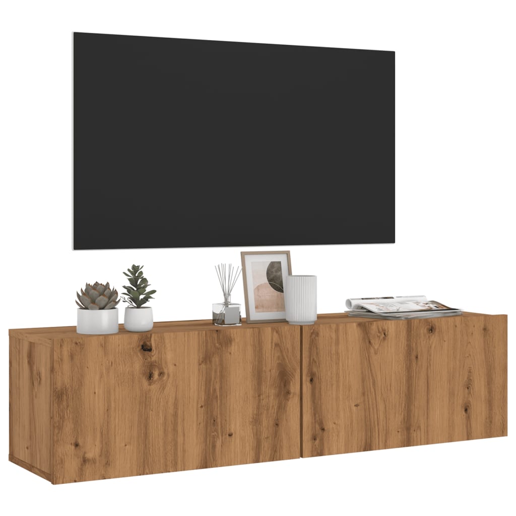 Wall Mounted TV Cabinet Artisan Oak 120x30x30 cm Engineered Wood - Unbeatable Bargains