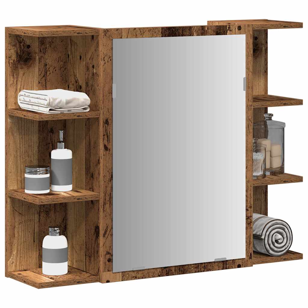 Bathroom Mirror Cabinet Old Wood 80x20.5x64 cm Engineered Wood - Decor Base