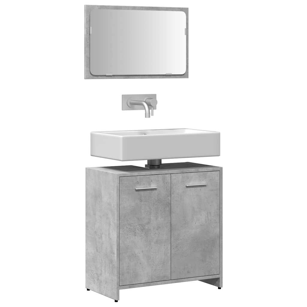 Bathroom Cabinet with Mirror Concrete Grey Engineered Wood - Unbeatable Bargains