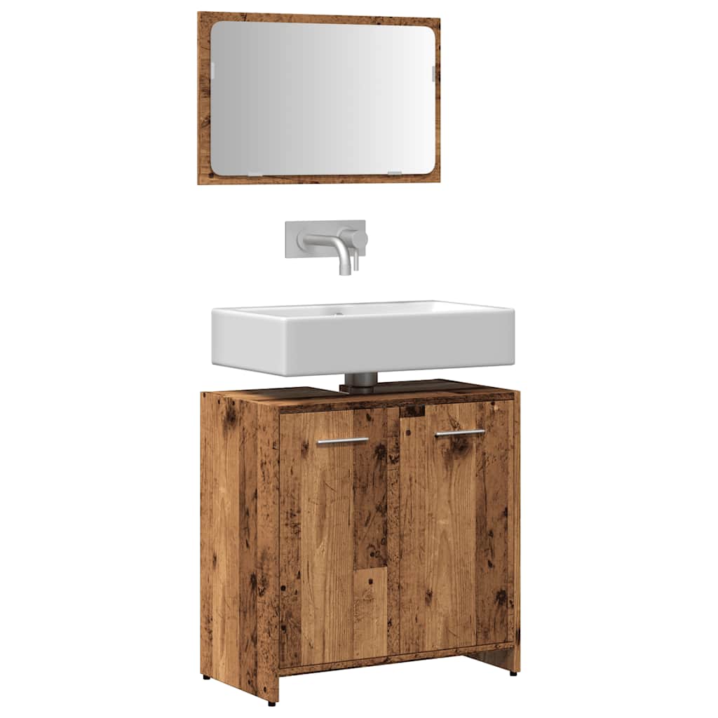 Bathroom Cabinet with Mirror Old Wood Engineered Wood - Decor Base