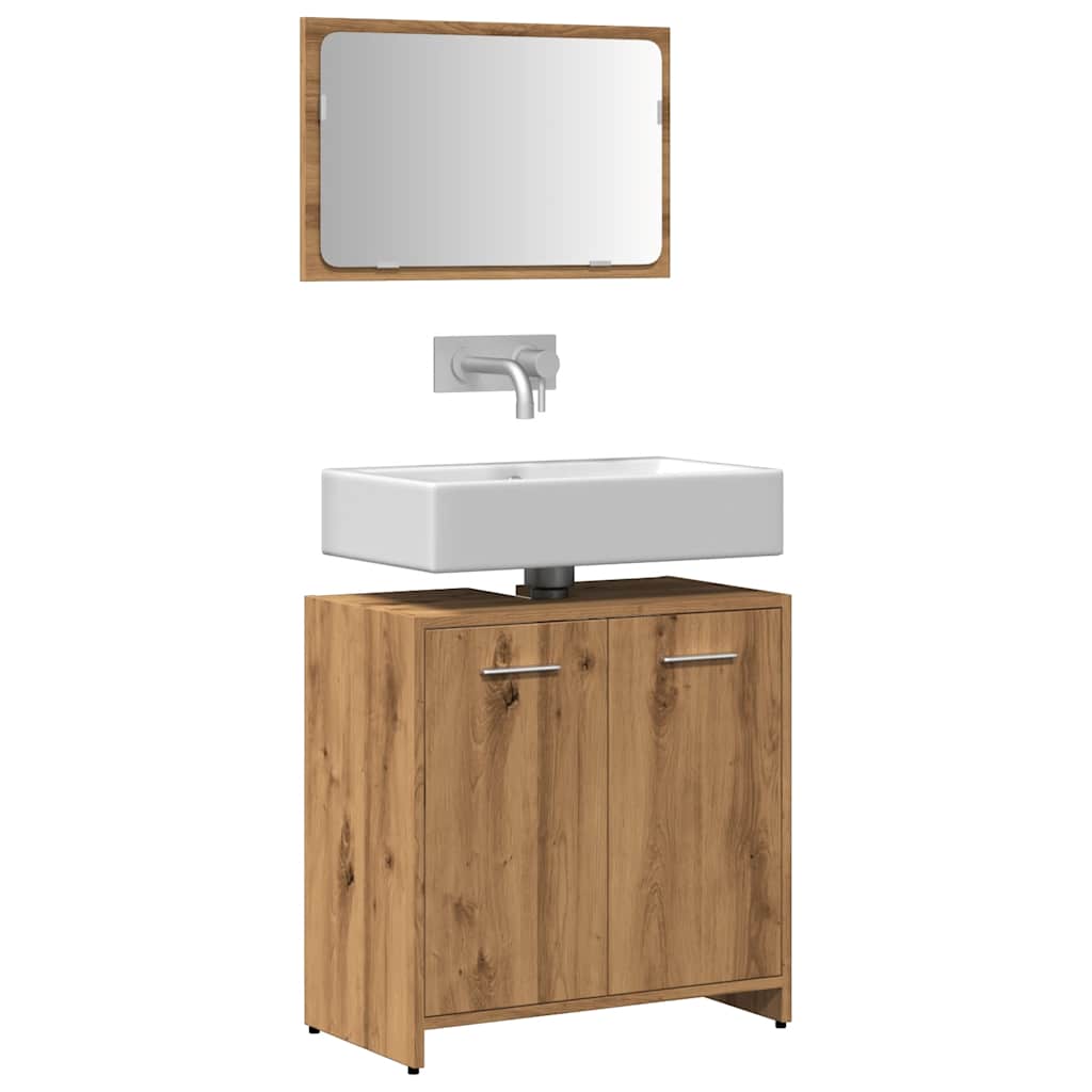 Bathroom Cabinet with Mirror Artisan Oak Engineered Wood - The Home Maker
