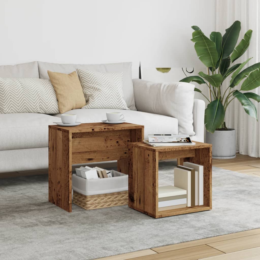Nesting Coffee Tables 2 pcs Old Wood Engineered Wood - Unbeatable Bargains
