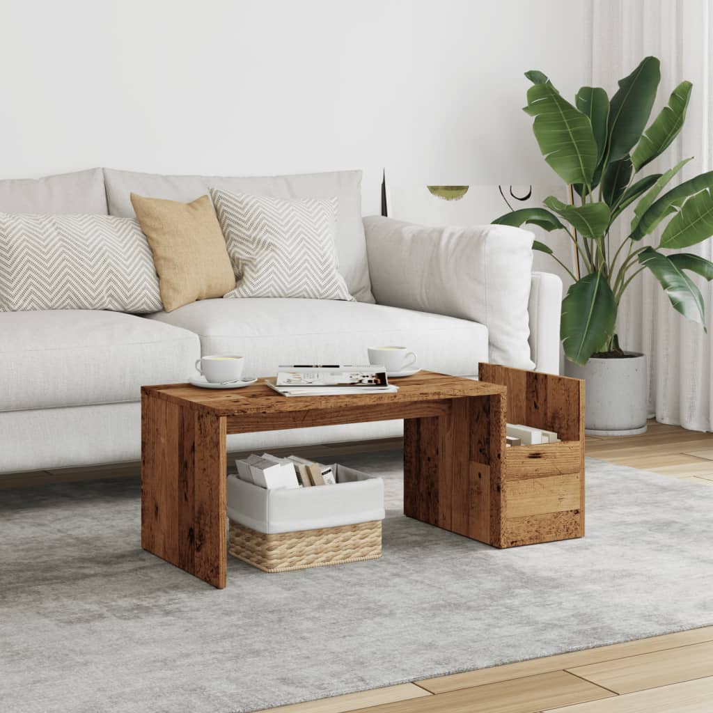 Coffee Table Old Wood 90x45x35 cm Engineered Wood - Design Hut