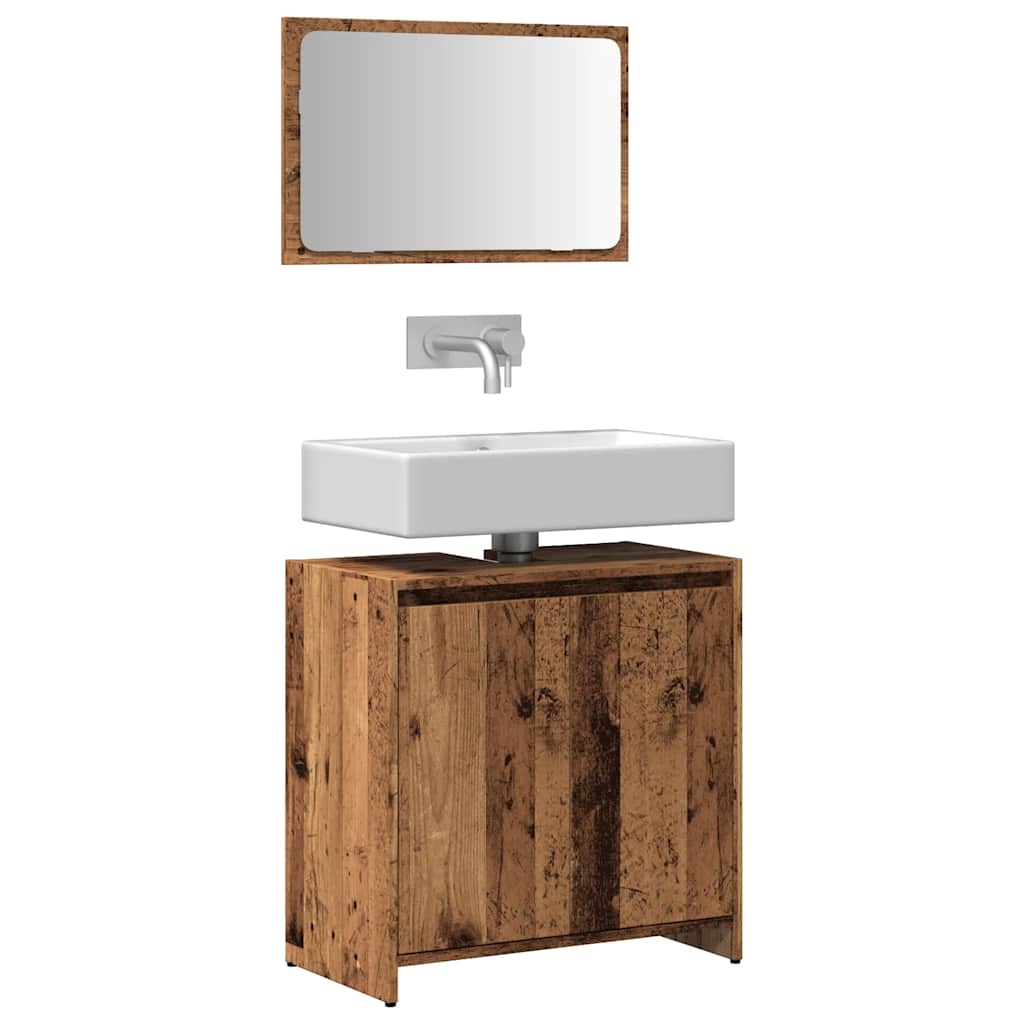 2 Piece Bathroom Furniture Set Old Wood Engineered Wood - Millennium Furniture