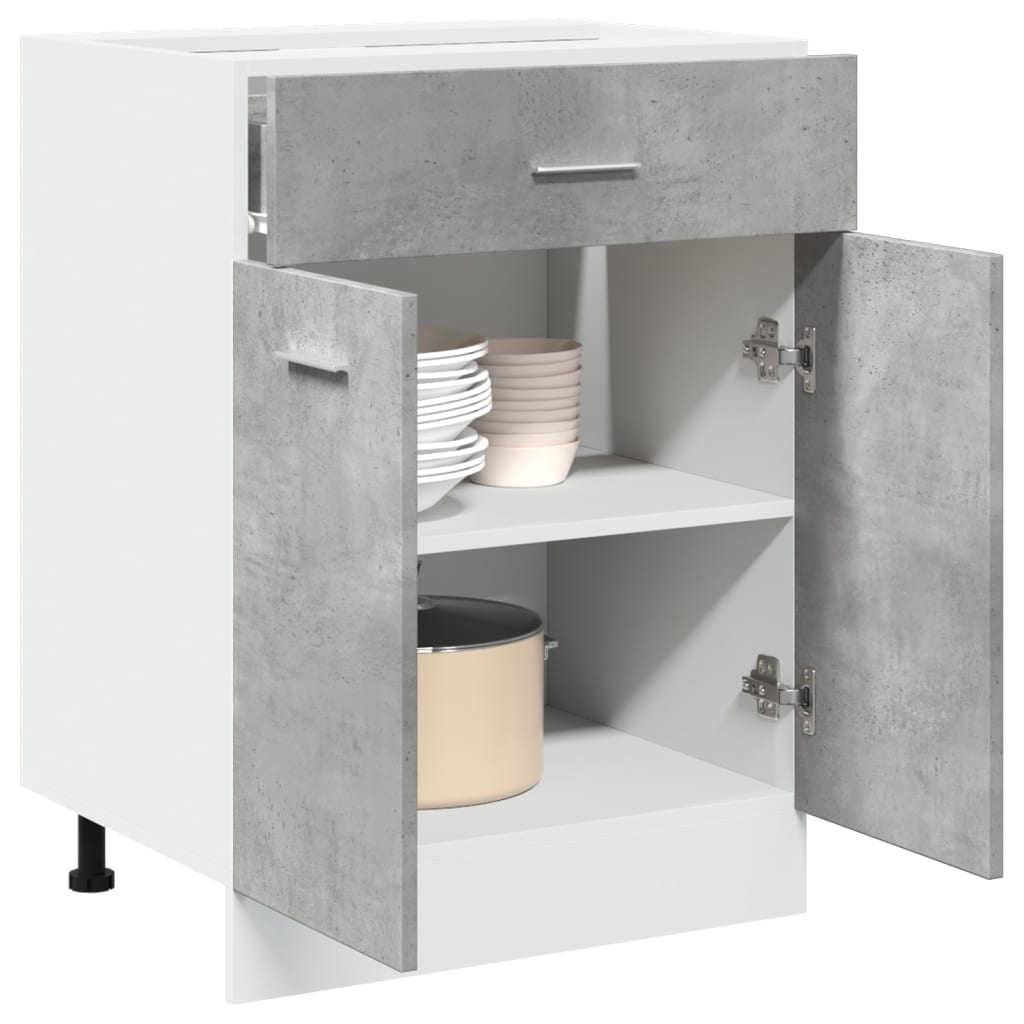 Drawer Bottom Cabinet Lyon Concrete Grey 60x46x81.5 cm Engineered Wood - The Home Maker