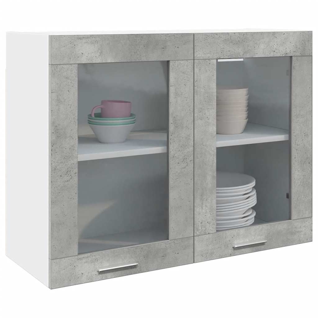 Hanging Glass Cabinet Lyon Concrete Grey 80x31x60 cm - Direct Imports