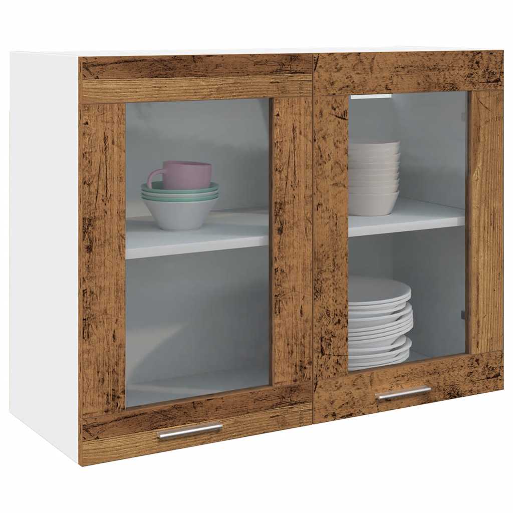 Hanging Glass Cabinet Lyon Old Wood 80x31x60 cm Engineered Wood - Design Hut