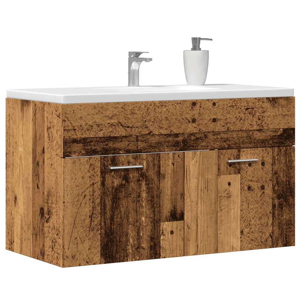 Bathroom Sink Cabinet Old Wood 80x38.5x46 cm Engineered Wood - Merkel Designers