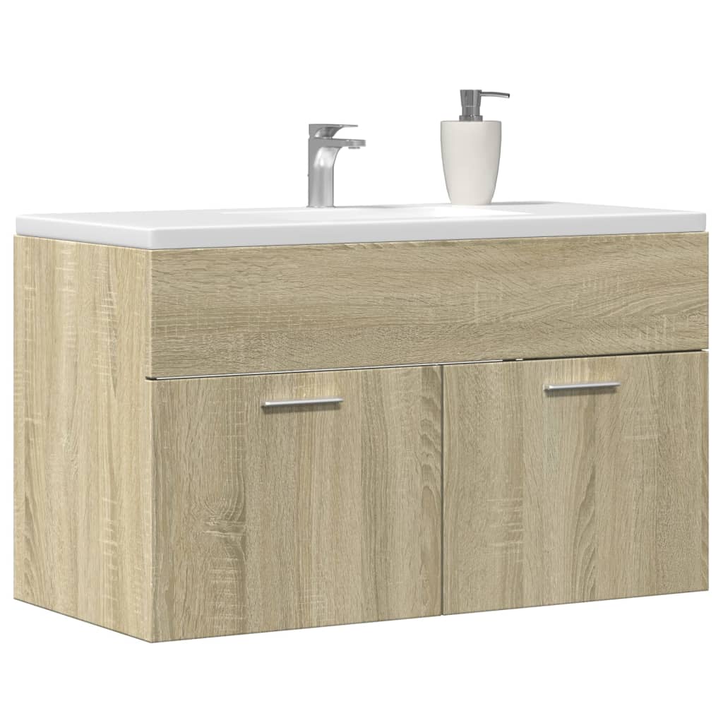 Bathroom Sink Cabinet Sonoma Oak 90x38.5x46 cm Engineered Wood - Brittle & Co