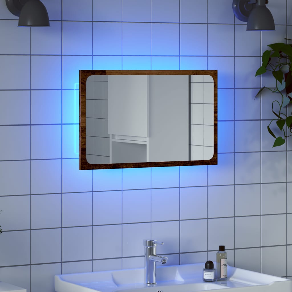 Bathroom Mirror with LED Light Old Wood 60x8.5x38 cm - Design Hut