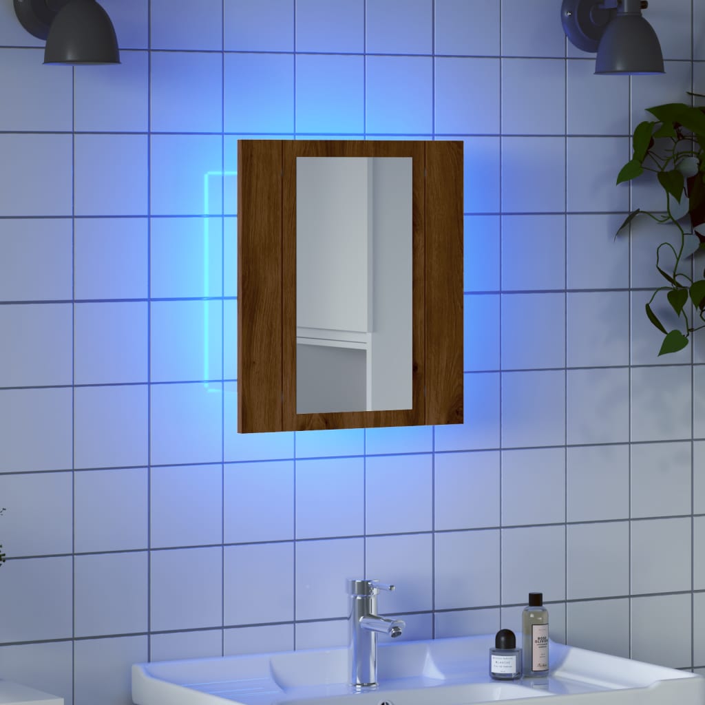 LED Bathroom Mirror Cabinet Artisan Oak 40x12x45 cm Engineered Wood - Design Hut