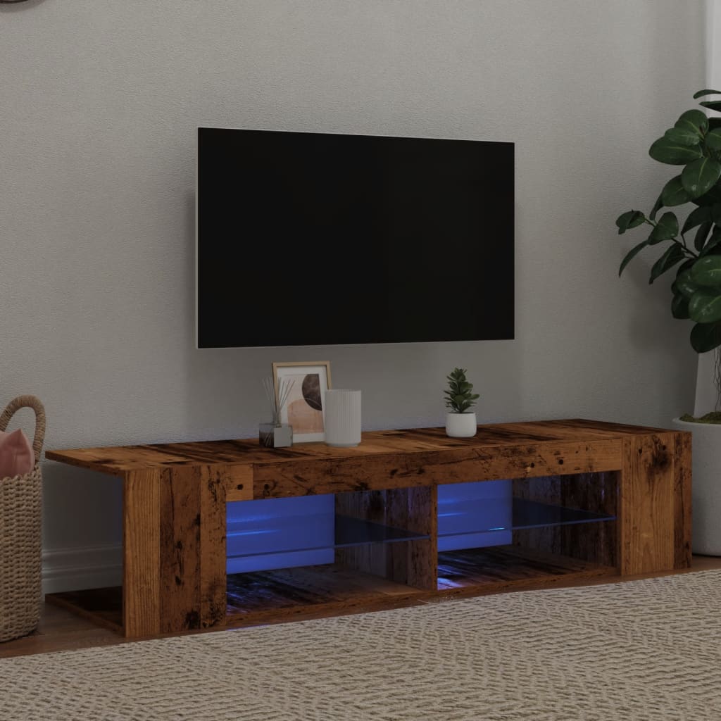 TV Cabinet with LED Lights Old Wood 135x39x30 cm Engineered Wood - Style and Chic