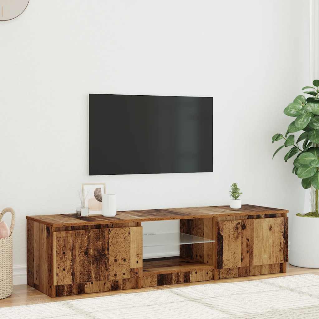 TV Cabinet with LED Lights Old Wood 140x40x36 cm Engineered Wood - Style and Chic