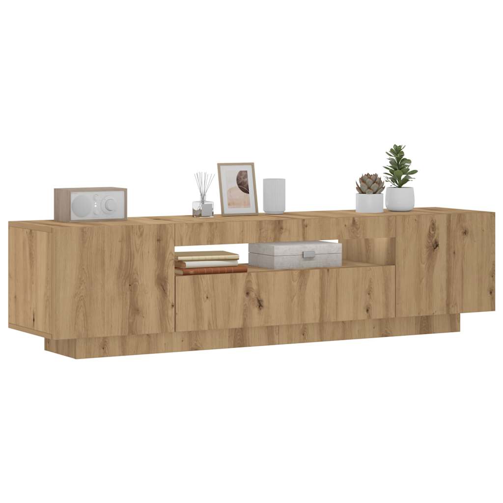 TV Cabinet with LED Lights Artisan Oak 160x35x40 cm Engineered Wood - Design Hut