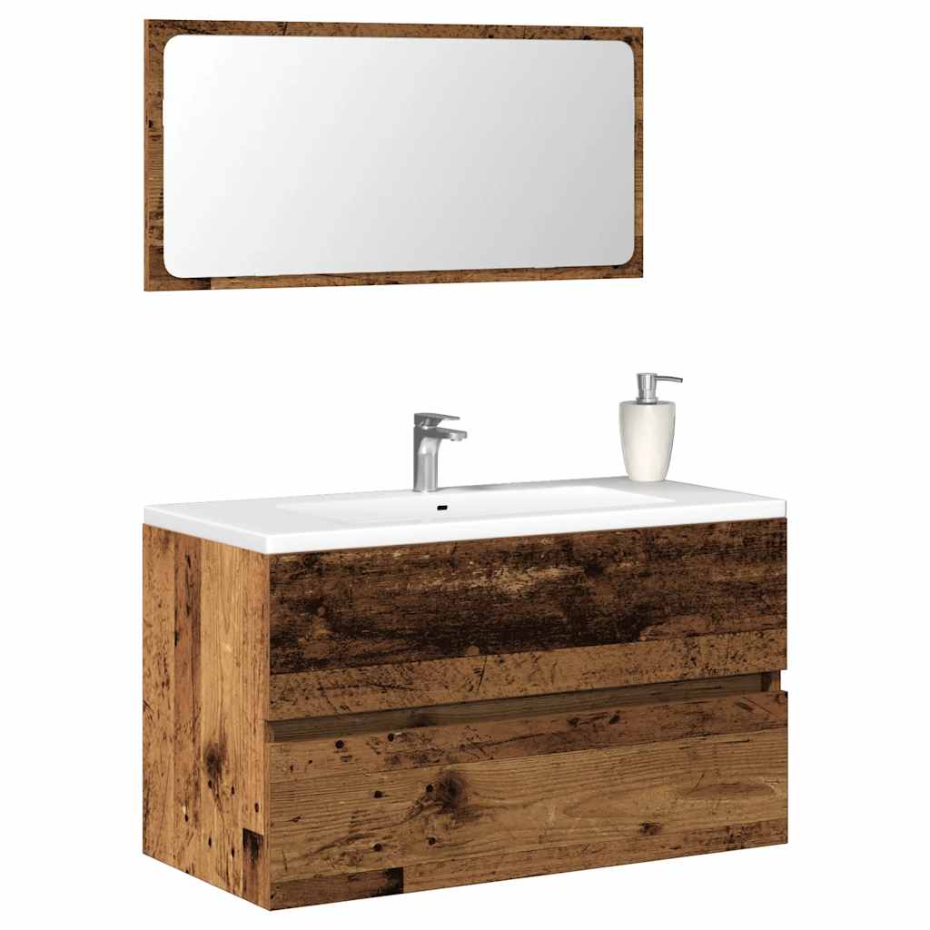 Bathroom Cabinet with Mirror Old Wood Engineered Wood - Sid & Sam