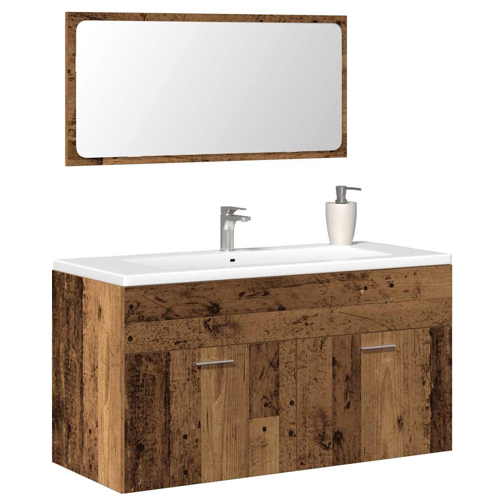 Bathroom Cabinet with Mirror Old Wood Engineered Wood - Style and Chic