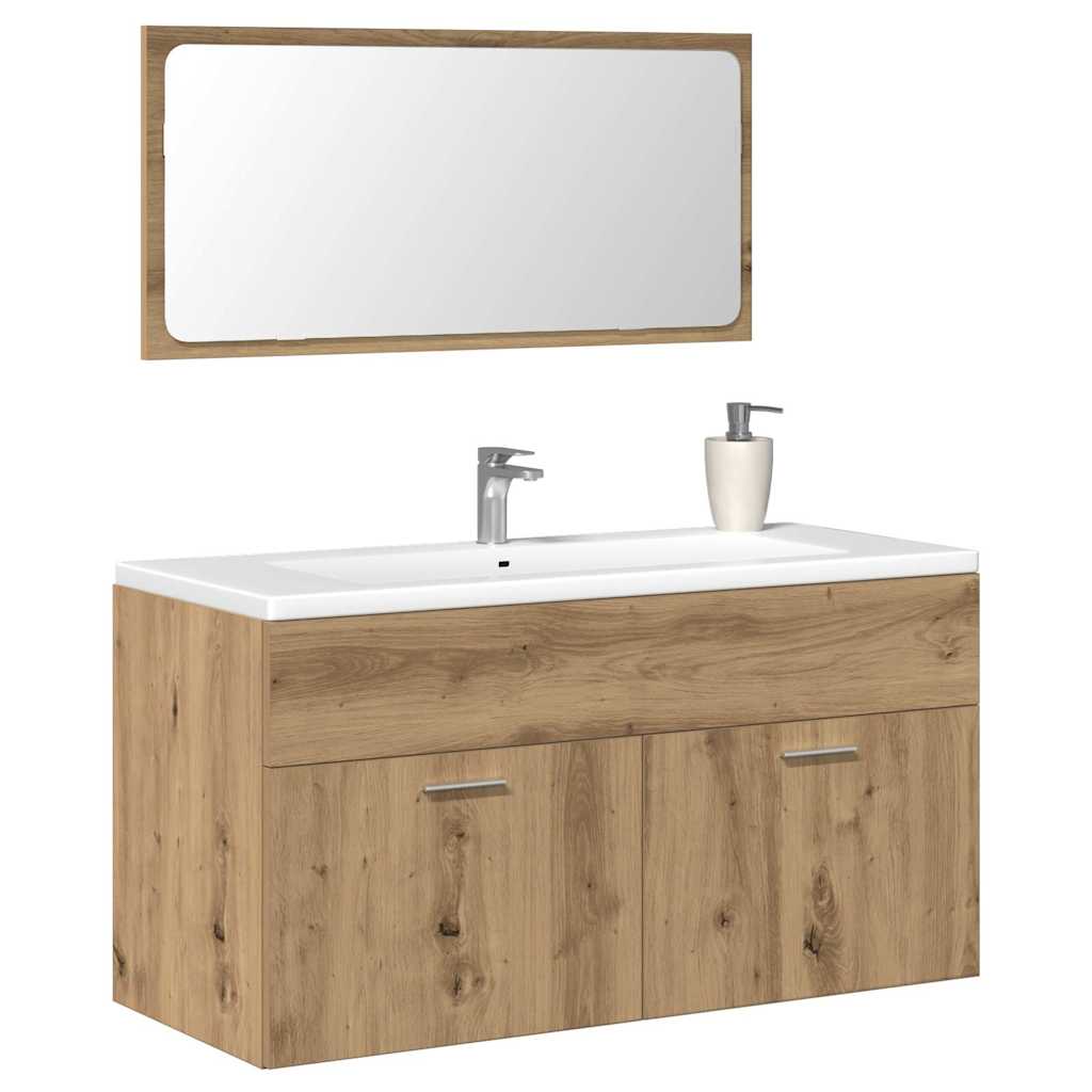 Bathroom Cabinet with Mirror Artisan Oak Engineered Wood - Style and Chic
