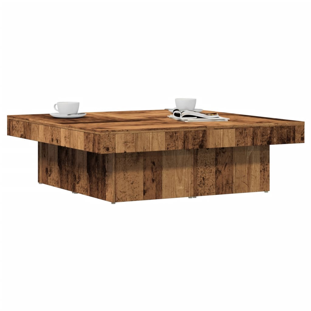 Coffee Table Old Wood 90x90x28 cm Engineered Wood - Brittle & Co