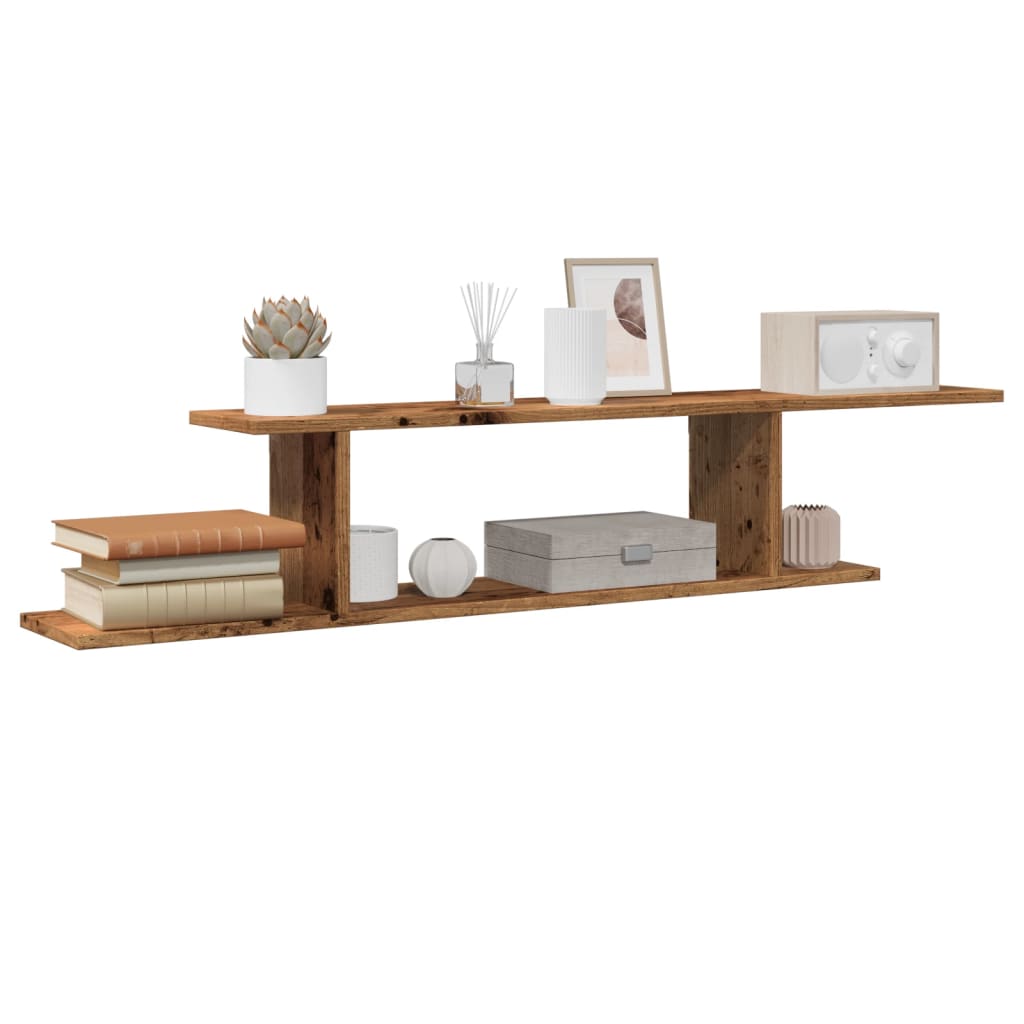 Wall-Mounted TV Shelf Old Wood 125x18x23 cm Engineered Wood - Charlotte Dunes