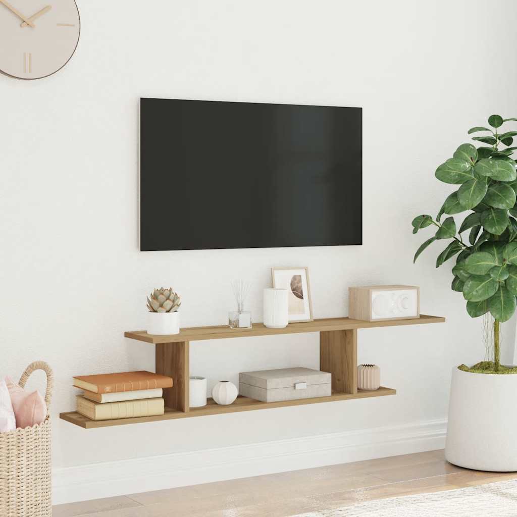 Wall-Mounted TV Shelf Artisan Oak 125x18x23 cm Engineered Wood - All Things Good