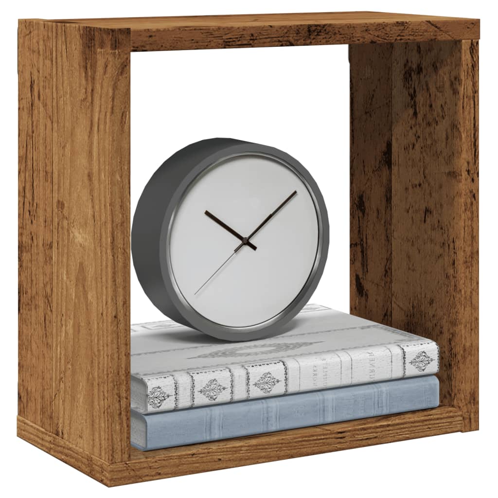 Wall Cube Shelves 4 pcs Old Wood 30x15x30 cm Engineered Wood - Charlotte Dunes