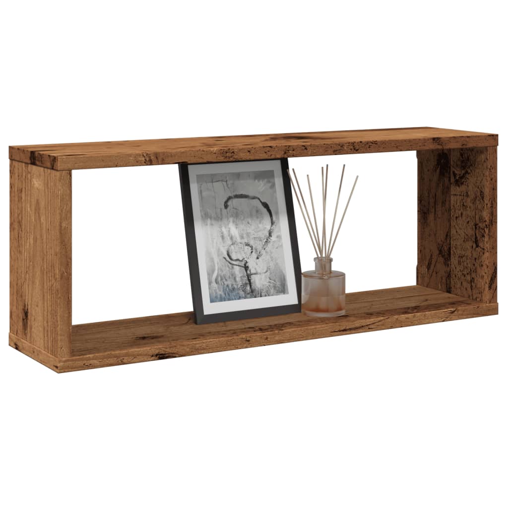 Wall Cube Shelves 4 pcs Old Wood 60x15x23 cm Engineered Wood - Tyrell & Tyrell