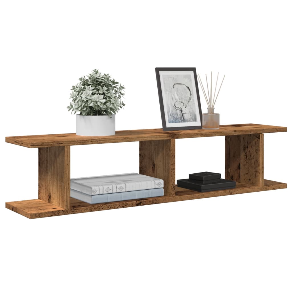 Wall Shelves 2 pcs Old Wood 90x18x20 cm Engineered Wood - All Things Good