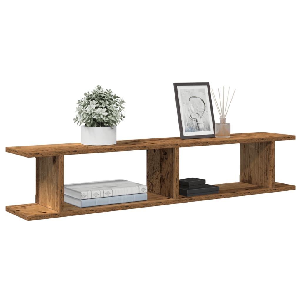 Wall Shelves 2 pcs Old Wood 105x18x20 cm Engineered Wood - Direct Imports
