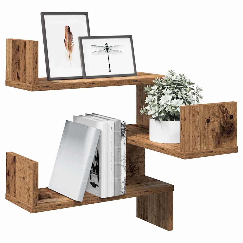 Wall Corner Shelf Old Wood 40x40x49.5 cm Engineered Wood - Brittle & Co