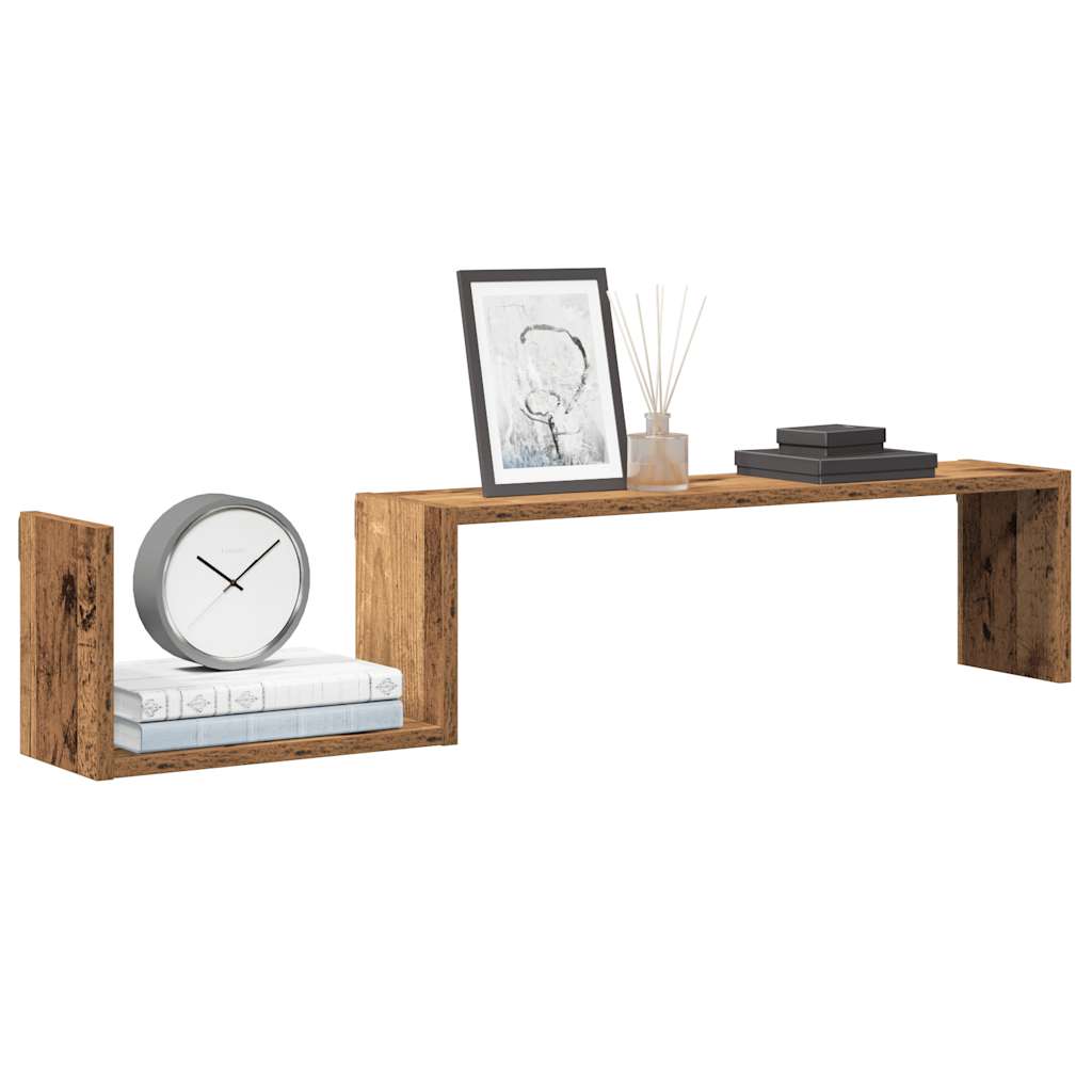 Wall Shelves 2 pcs Old Wood 100x15x20 cm Engineered Wood - Merlin Deals