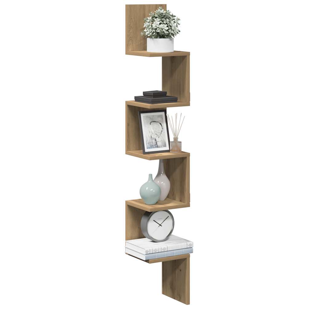 Wall Corner Shelf Artisan Oak 20x20x127.5 cm Engineered Wood - Brittle & Co
