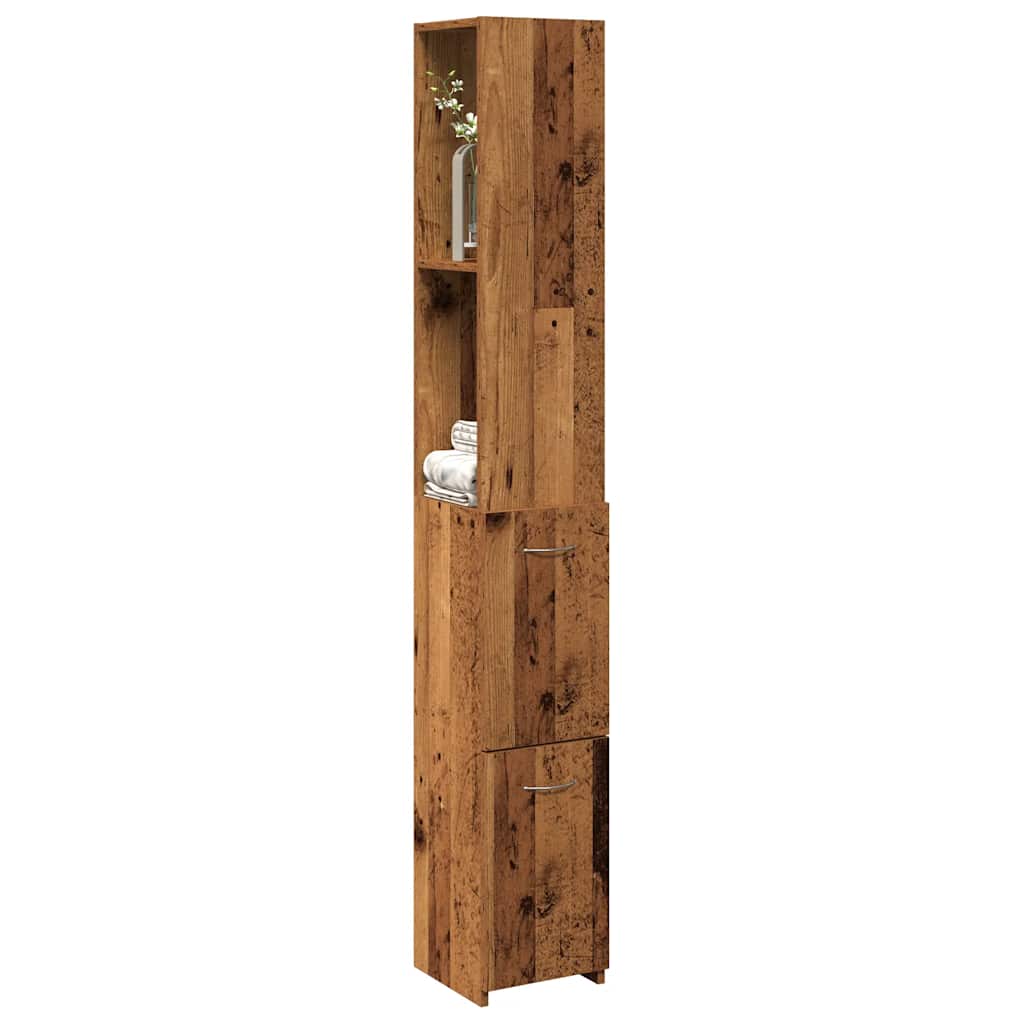 Bathroom Cabinet Old Wood 25x25x170 cm Engineered Wood - Design Hut