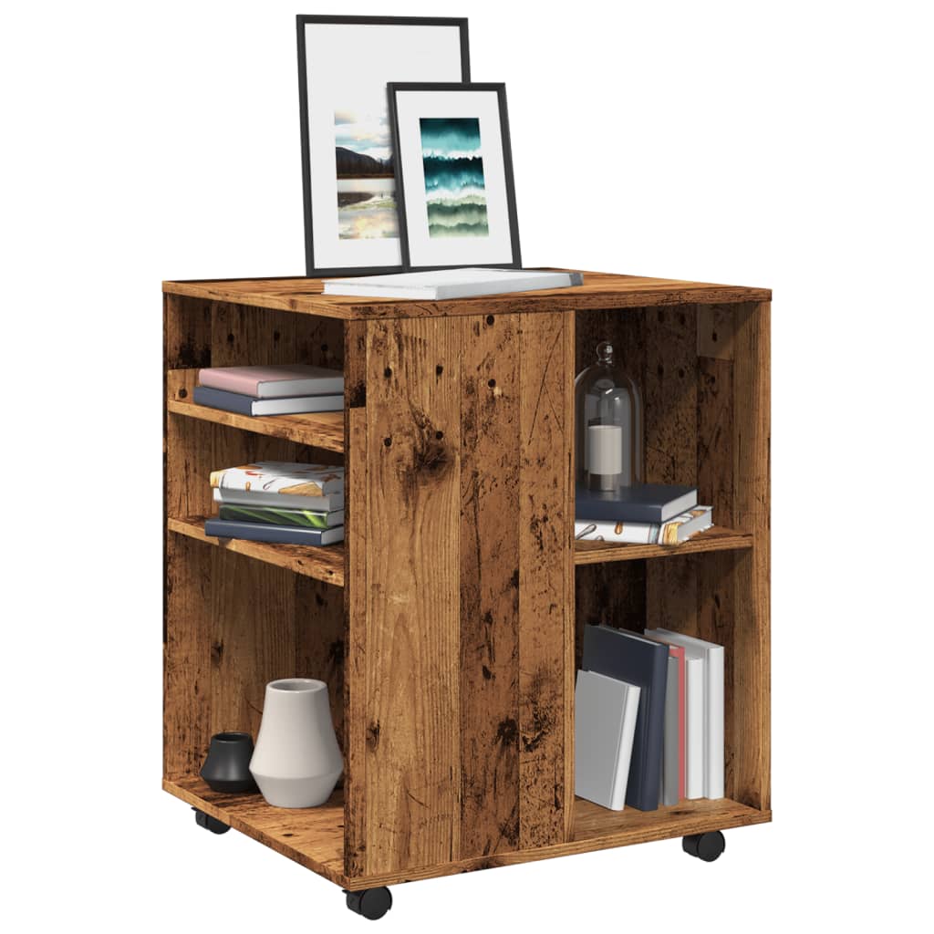 Rolling Cabinet Old Wood 60x53x72 cm Engineered Wood - Casper Homes
