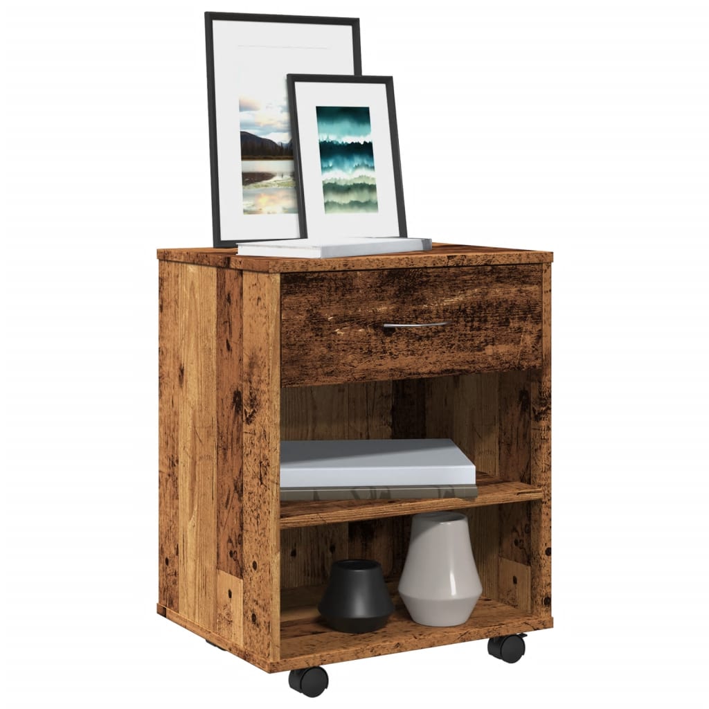Rolling Cabinet Old Wood 46x36x59 cm Engineered Wood - Decor Base